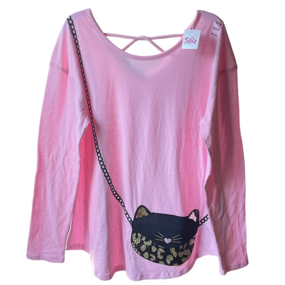 Justice Girls long sleeve Pink shirt size 14/6